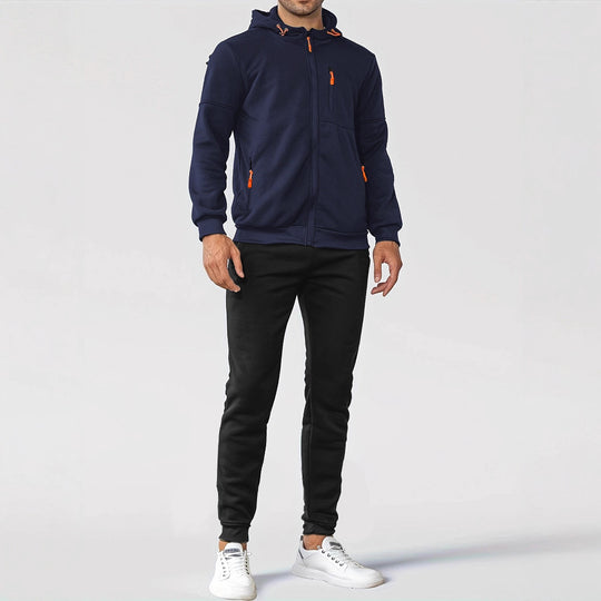 Herren technische Kapuzenjacke mit durchgehendem Frontreißverschluss, Brusttasche mit Reißverschluss und elastischen Bündchen Shop Nory