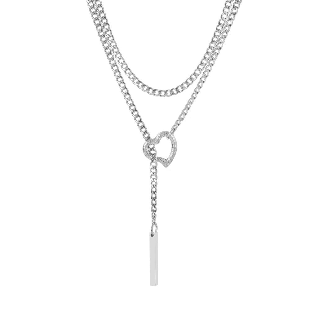 Damen Halskette mit herzförmigem Anhänger und modernen Gliederketten Shop Nory