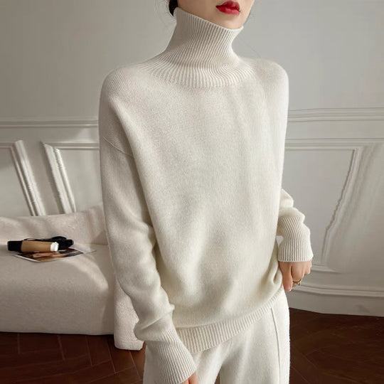 Damen Oversize Feinstrickpullover mit hohem Rollkragen und Seitenschlitzen Shop Nory