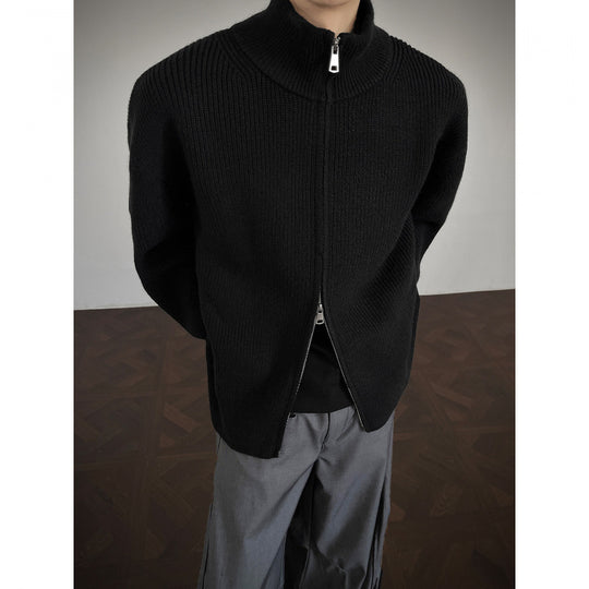 Unisex Grobstrick-Zipjacke mit Stehkragen und Zwei-Wege-Reißverschluss Shop Nory
