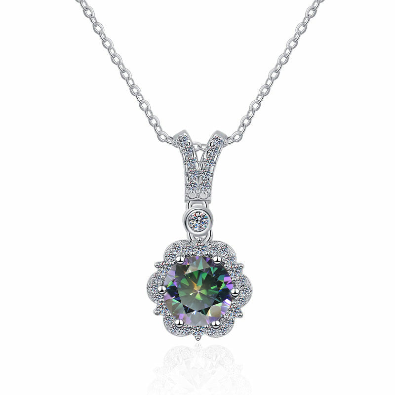 Damen Halskette mit elegantem Blumenanhänger und funkelndem Zirkonia Shop Nory