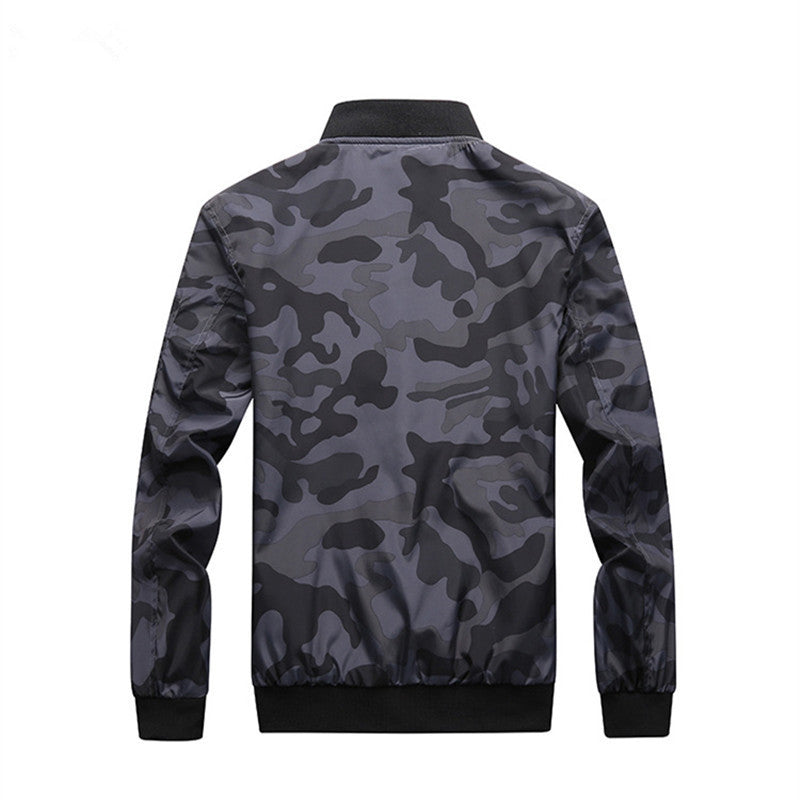 Herren Camouflage-Bomberjacke mit Ärmeltasche, elastischen Bündchen und leichter Windbreaker-Qualität Shop Nory