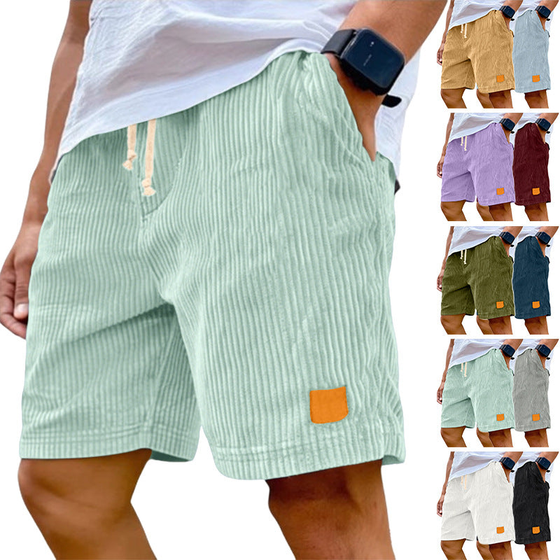 Herren nan Feincord-Shorts mit elastischem Tunnelzugbund, Kordelzug und tiefen Eingrifftaschen Shopnory