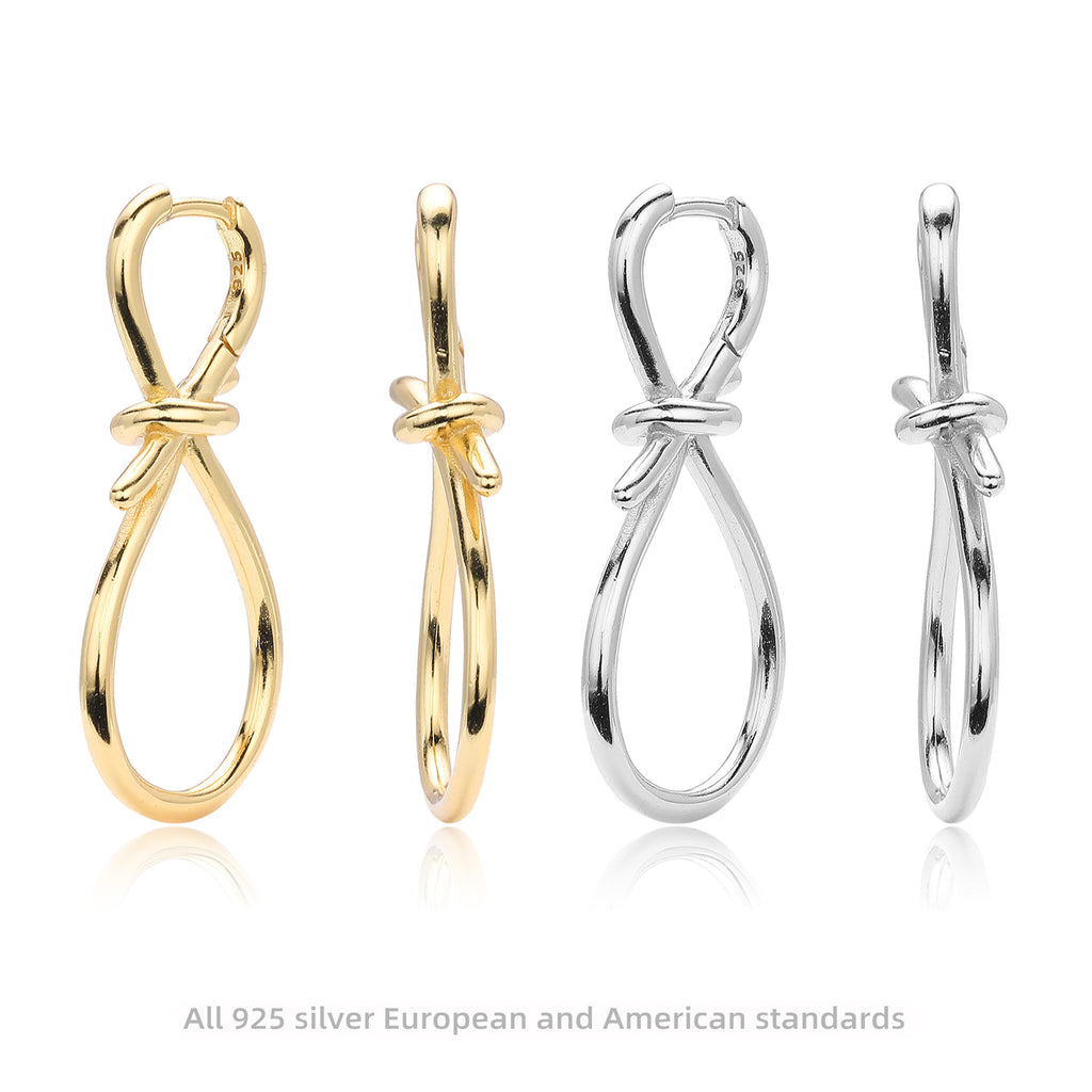Damen Ohrhänger im modernen Schleifen-Design aus 925 Sterling Silber Shop Nory