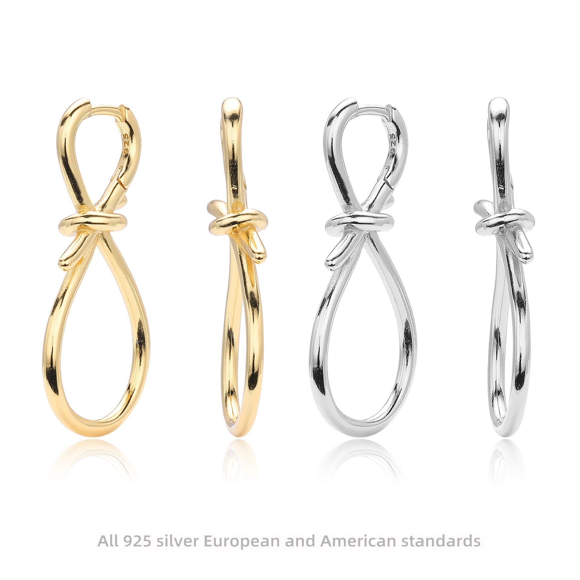 Damen Ohrhänger im modernen Schleifen-Design aus 925 Sterling Silber Shop Nory