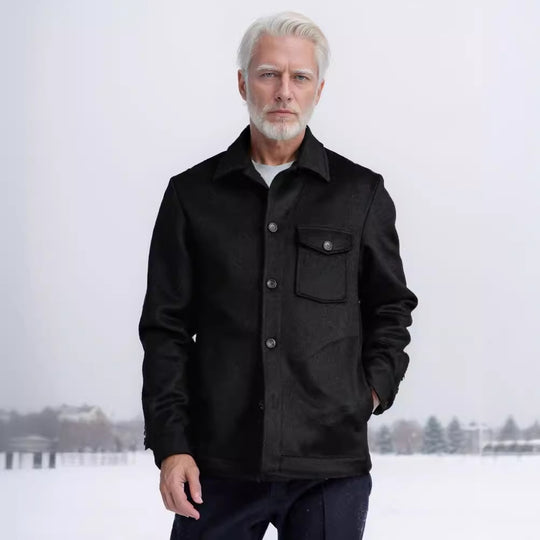 Herren Hemdenjacke aus Wollmix mit aufgesetzter Brusttasche und klassischem Hemdkragen Shop Nory