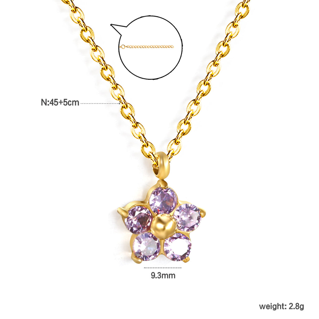 Damen Halskette mit hochwertigem Blumenanhänger und funkelnden Kristallen Shop Nory