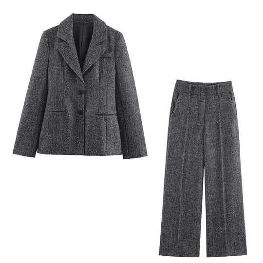 Damen Weite Wolloptik-Bundfaltenhose mit hoher Taille und Bügelfalte Shop Nory