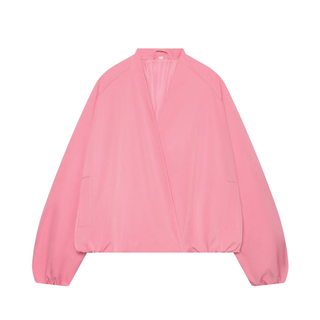 Damen Leichte Cropped Bomberjacke im Oversize‑Look mit offenem Schalkragen Shop Nory