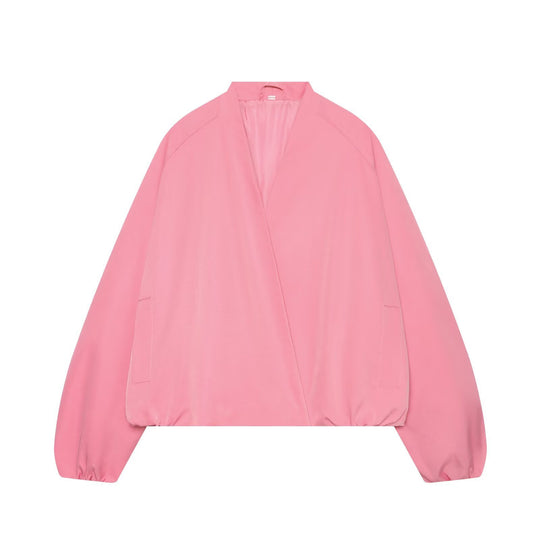 Damen Leichte Cropped Bomberjacke im Oversize‑Look mit offenem Schalkragen Shop Nory