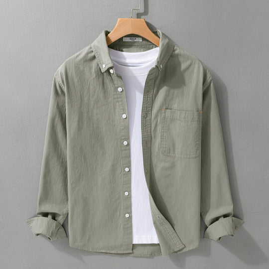 Herren Leichtes Baumwoll-Overshirt im Hemdjacken-Stil mit Brusttasche und Button-Down-Kragen Shop Nory
