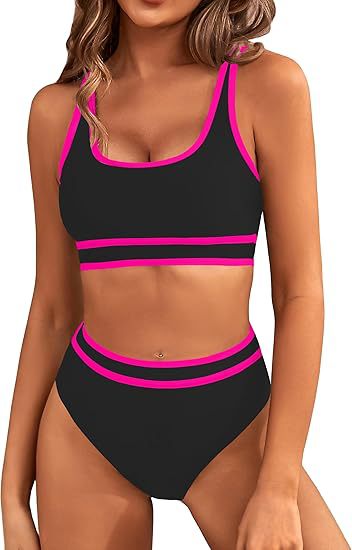 Damen Sportlicher Hochgeschnittener Bikini Shopnory