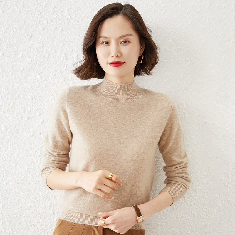 Damen Luxuriöser Kaschmir-Feinstrickpullover mit Stehkragen Shop Nory