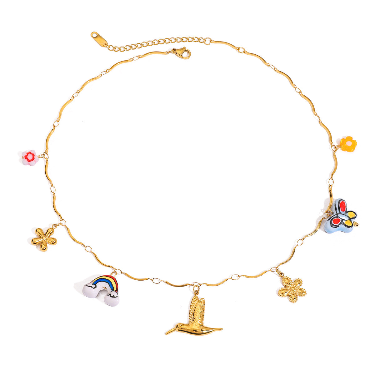 Damen verspielte Charm-Kette aus Edelstahl Shop Nory