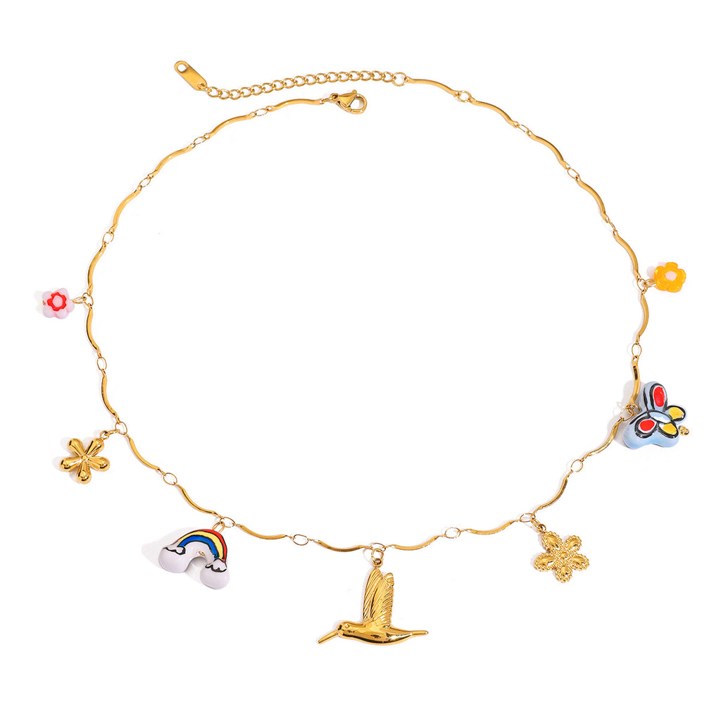 Damen Kette mit charmanten Anhängern aus hypoallergenem Edelstahl Shop Nory