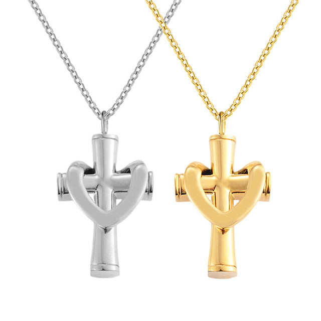 Damen Herz-Kreuz Anhänger mit Gliederkette Shop Nory