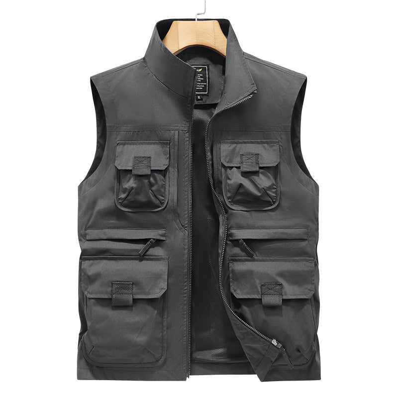 Herren Fotografen- und Outdoor-Utilityweste mit vielen Multifunktionstaschen und durchgehendem Reißverschluss Shop Nory