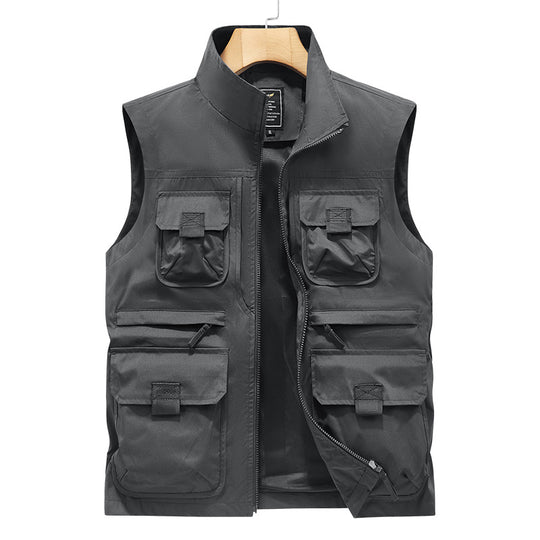Herren Fotografen- und Outdoor-Utilityweste mit vielen Multifunktionstaschen und durchgehendem Reißverschluss Shop Nory