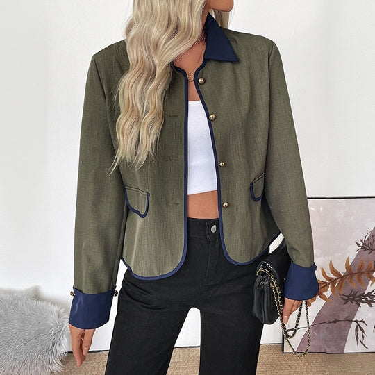 Damen Modische Blazerjacke mit kontrastierenden Ärmeln Shop Nory