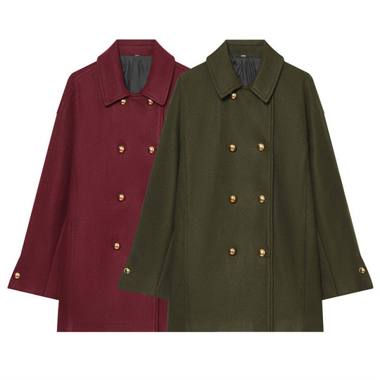 Damen Kurzmantel im Military‑Stil mit Doppelreiher und goldfarbenen Zierknöpfen Shop Nory