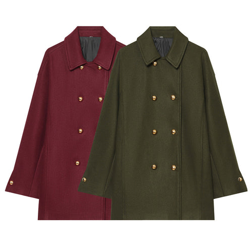 Damen Kurzmantel im Military‑Stil mit Doppelreiher und goldfarbenen Zierknöpfen Shop Nory