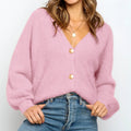 Damen kuscheliger V-Ausschnitt Cardigan mit Knopfdetails