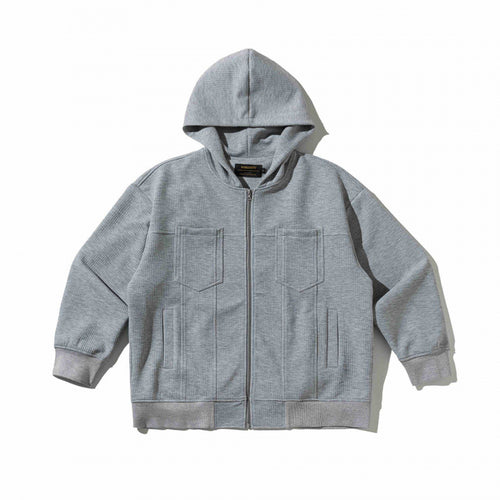 Unisex Oversize Kapuzen‑Zipjacke aus Waffelstrick mit Brust‑ und Eingrifftaschen Shop Nory