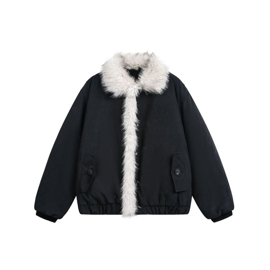Damen Kurzblouson im Boxy-Cut mit breitem Kunstfellkragen Shop Nory