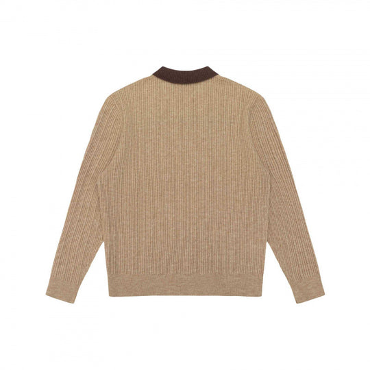 Herren Langärmliger Polo-Pullover aus feinem Rippenstrick mit kontrastierendem Kragen Shop Nory