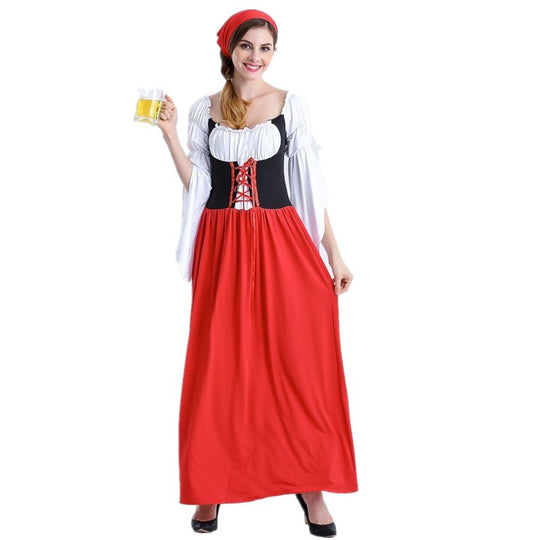 Damen nan mittelalterliches Bauermädchen Kostüm mit geschnürtem Korsett, Puffärmeln und mehrlagigem Stufenrock Shop Nory