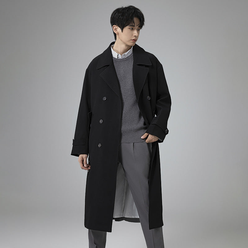 Herren Maxilanger Trenchmantel mit taillierendem Gürtel und minimalistischer Silhouette Shop Nory