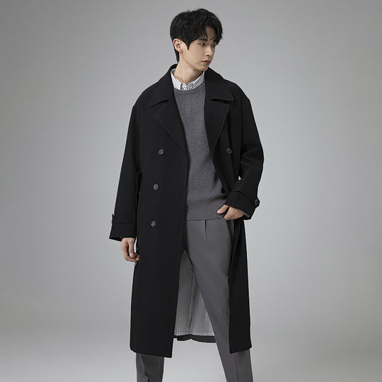 Herren Maxilanger Trenchmantel mit taillierendem Gürtel und minimalistischer Silhouette Shop Nory