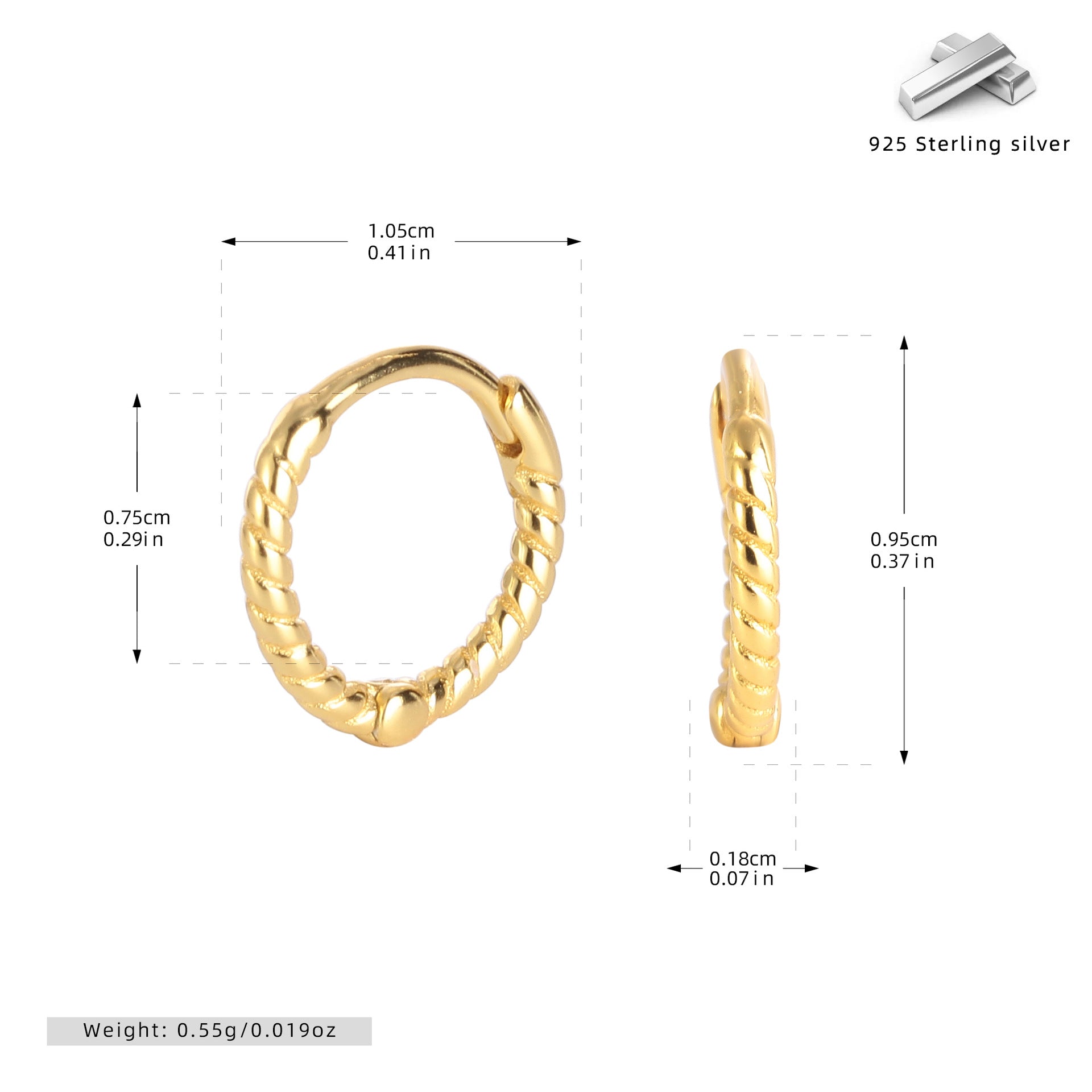Damen Creolen mit gedrehtem Design aus 925 Sterlingsilber Shop Nory