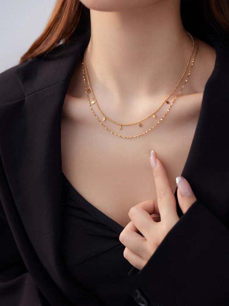 Damen gestapeltes Ketten Halsband mit geometrischen Anhängern Shop Nory