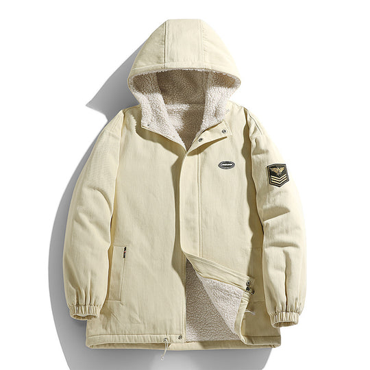 Herren Kapuzen-Canvasparka mit Teddyfleece-Innenfutter und Military‑Patch Shop Nory