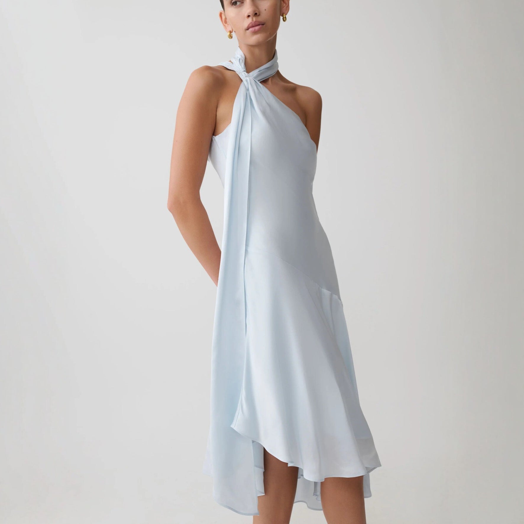 Damen asymmetrisches Schlussteil Kleid mit schmalem Träger Shopnory