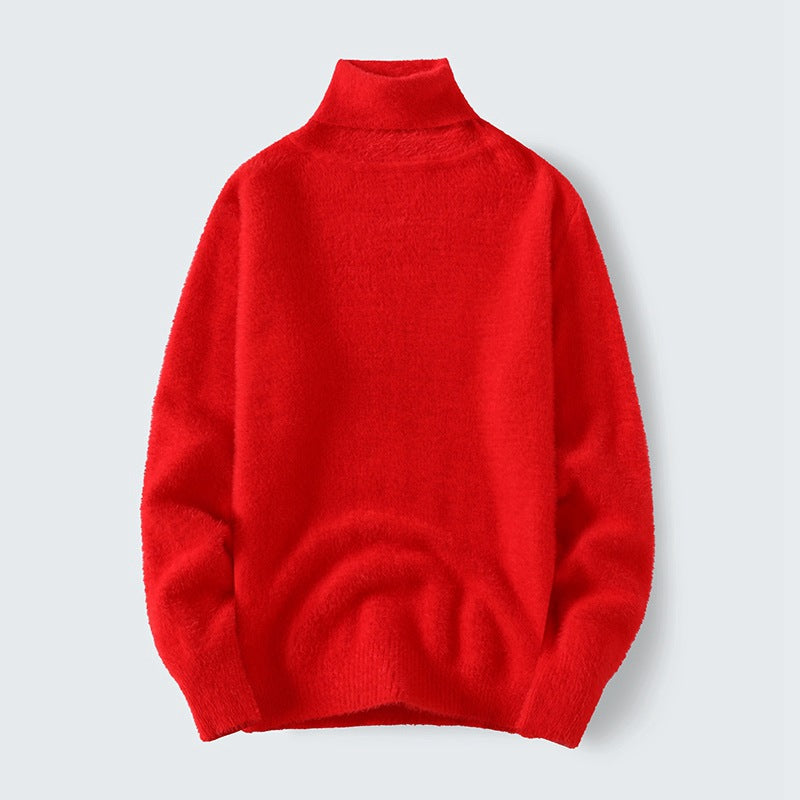 Herren warmer Rollkragenpullover aus weichem Strickstoff