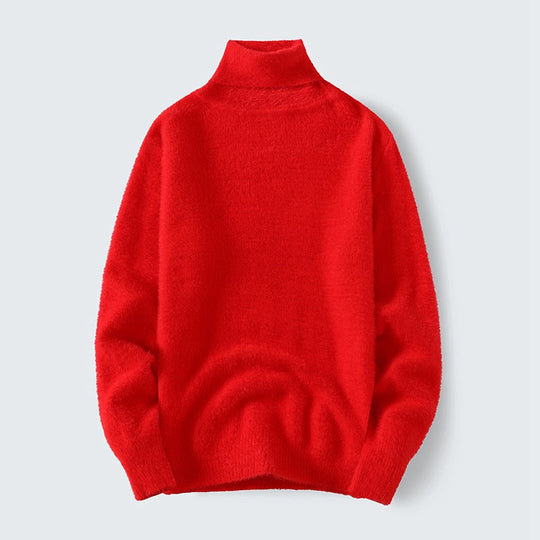 Herren warmer Rollkragenpullover aus weichem Strickstoff