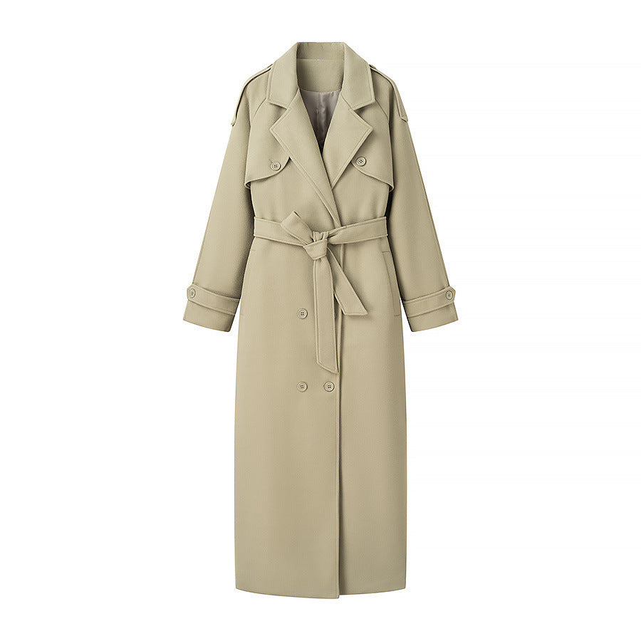 Damen Oversize-Langmantel im Trenchcoat‑Stil mit doppelreihiger Knopfleiste und Schulterklappen Shop Nory