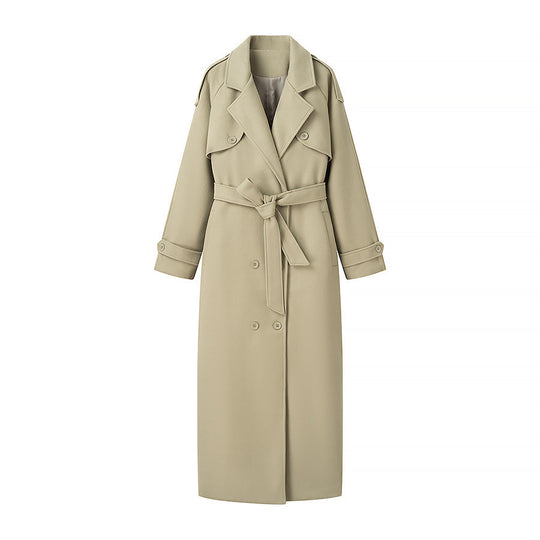 Damen Oversize-Langmantel im Trenchcoat‑Stil mit doppelreihiger Knopfleiste und Schulterklappen Shop Nory