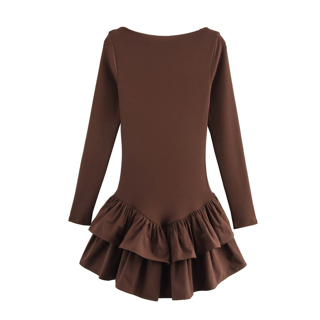 Damen Figurbetontes Minikleid mit Stufenvolants und U‑Boot‑Ausschnitt Shop Nory