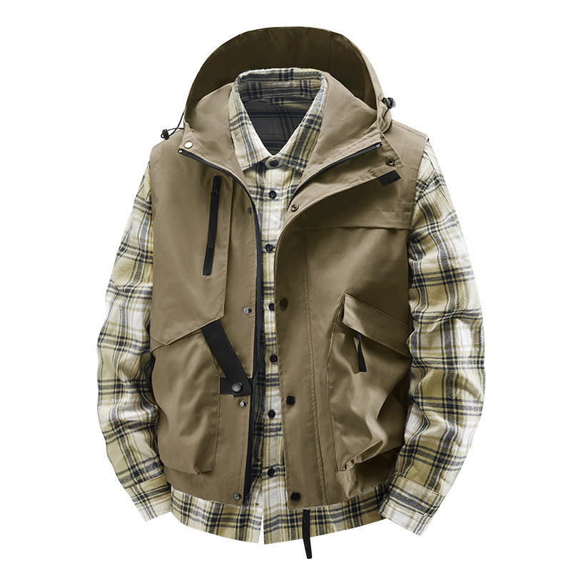 Herren Utility-Weste mit Kapuze, wasserabweisender Außenlage und Multifunktionstaschen Shop Nory