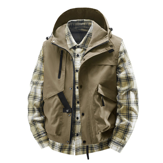 Herren Utility-Weste mit Kapuze, wasserabweisender Außenlage und Multifunktionstaschen Shop Nory