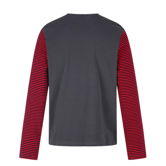 Herren Langarmshirt mit kontrastreifen-Ärmeln und großflächigem Lippen-Statementprint Shop Nory