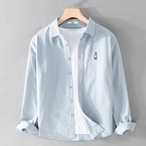 Herren Leichtes Hemd-Overshirt aus Baumwolltwill mit kleiner Figurenstickerei und kastigem Schnitt Shop Nory