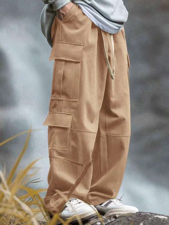 Herren weite Cargo-Hose mit Mehrfachtaschen, Tunnelzug und verstärkten Kniepartien Shop Nory