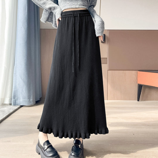 Damen Eleganter und fließender Maxirock mit Volantabschluss Shop Nory