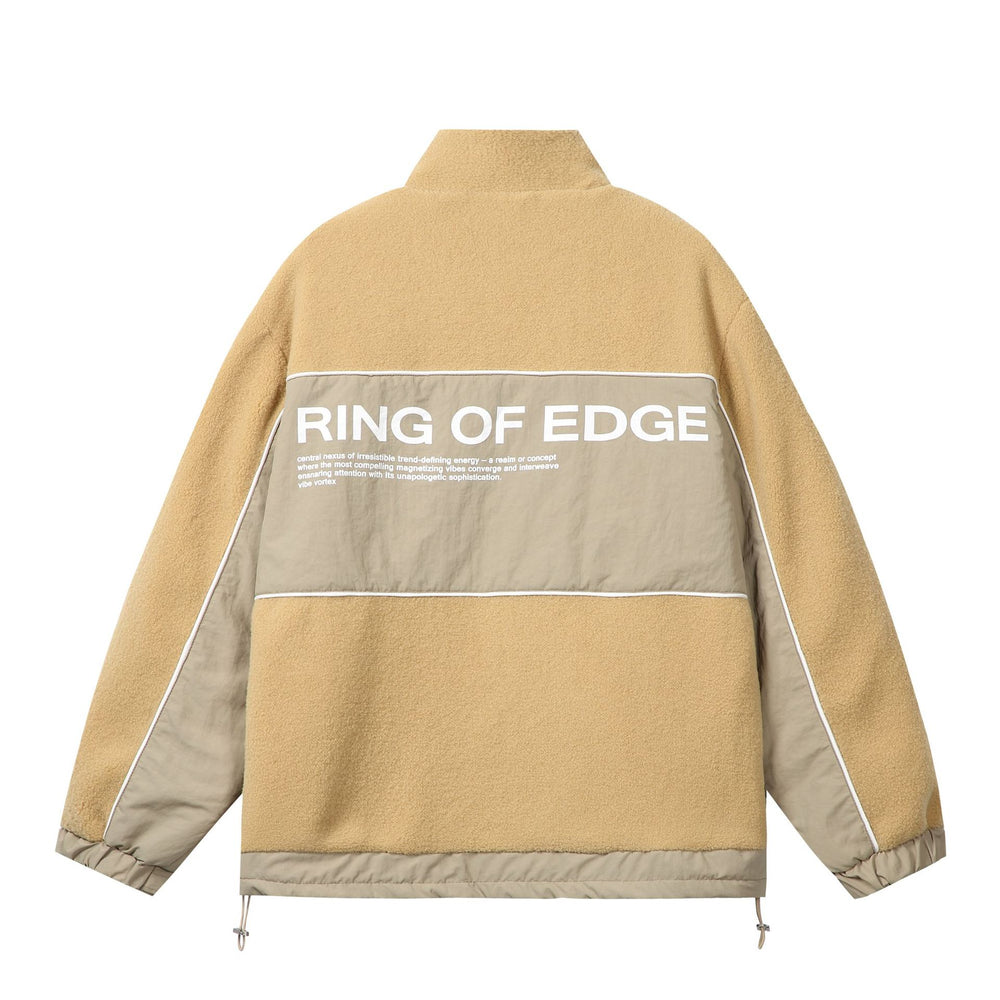 Unisex Oversize Fleece‑Fieldjacke mit Nylonpanels, hoher Stehkragen und Tunnelzug Shop Nory