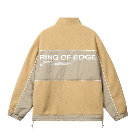 Unisex Oversize Fleece‑Fieldjacke mit Nylonpanels, hoher Stehkragen und Tunnelzug Shop Nory