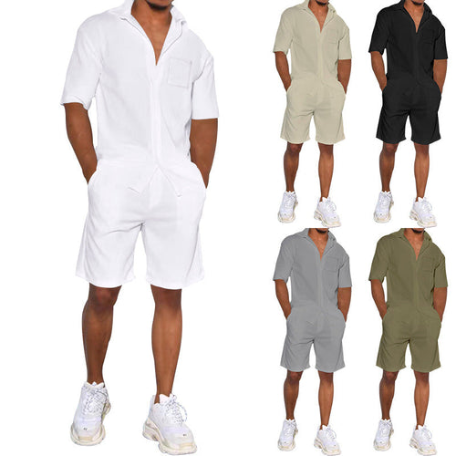Herren lässiger Kurzoverall mit praktischen Taschen
